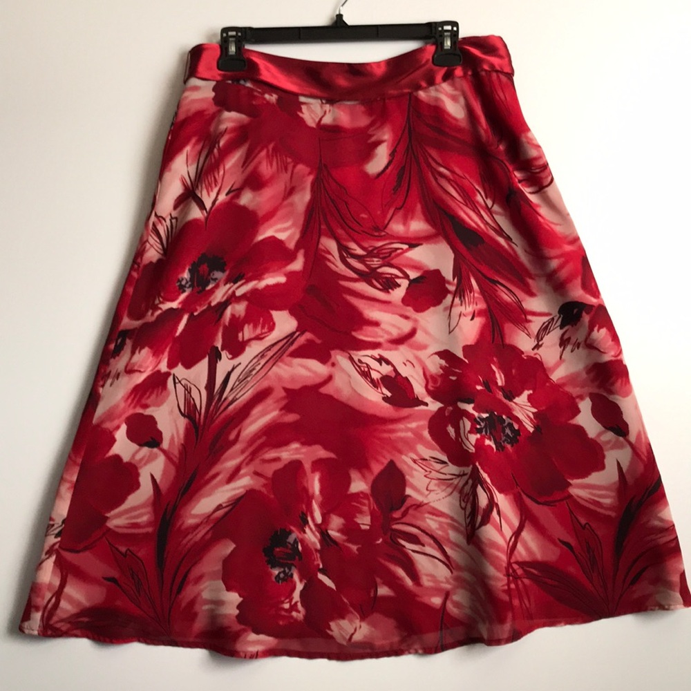 Emma & James Red Floral Midi Skirt